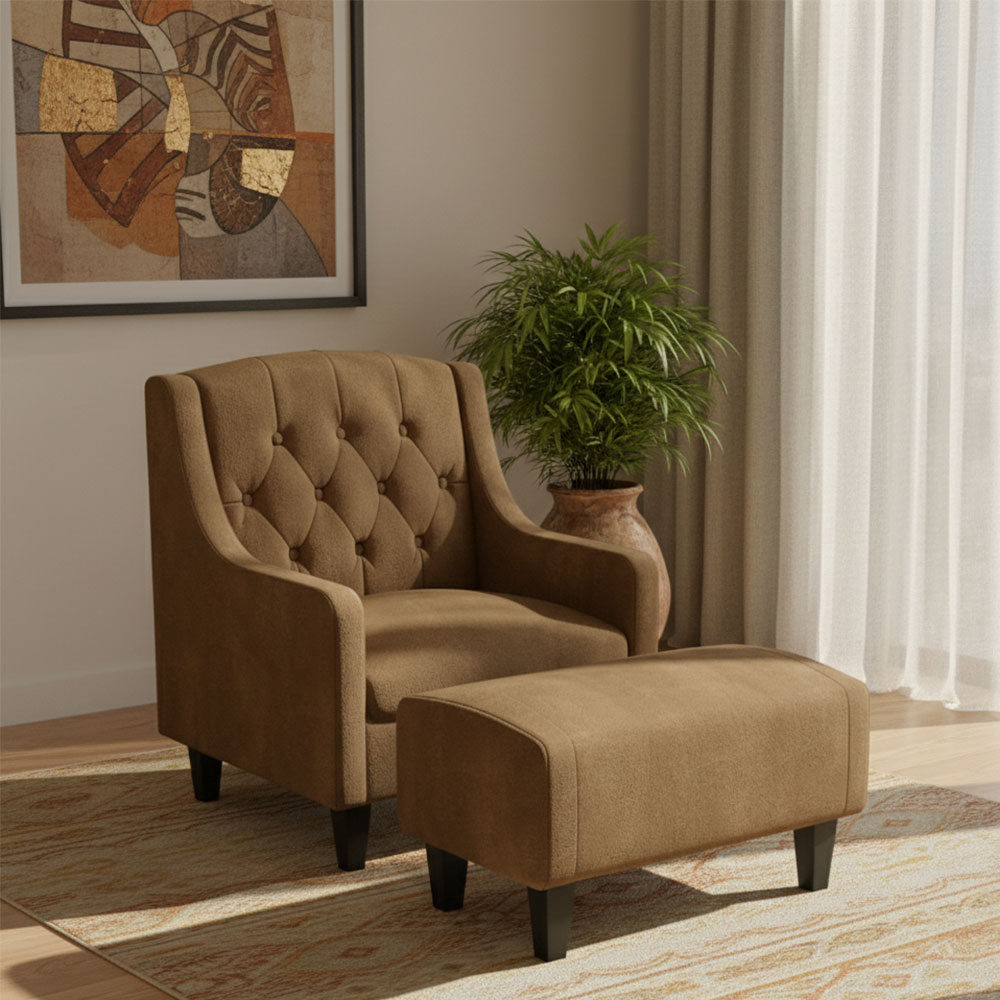 Elbrus Arm Chair with Ottoman - Brown
