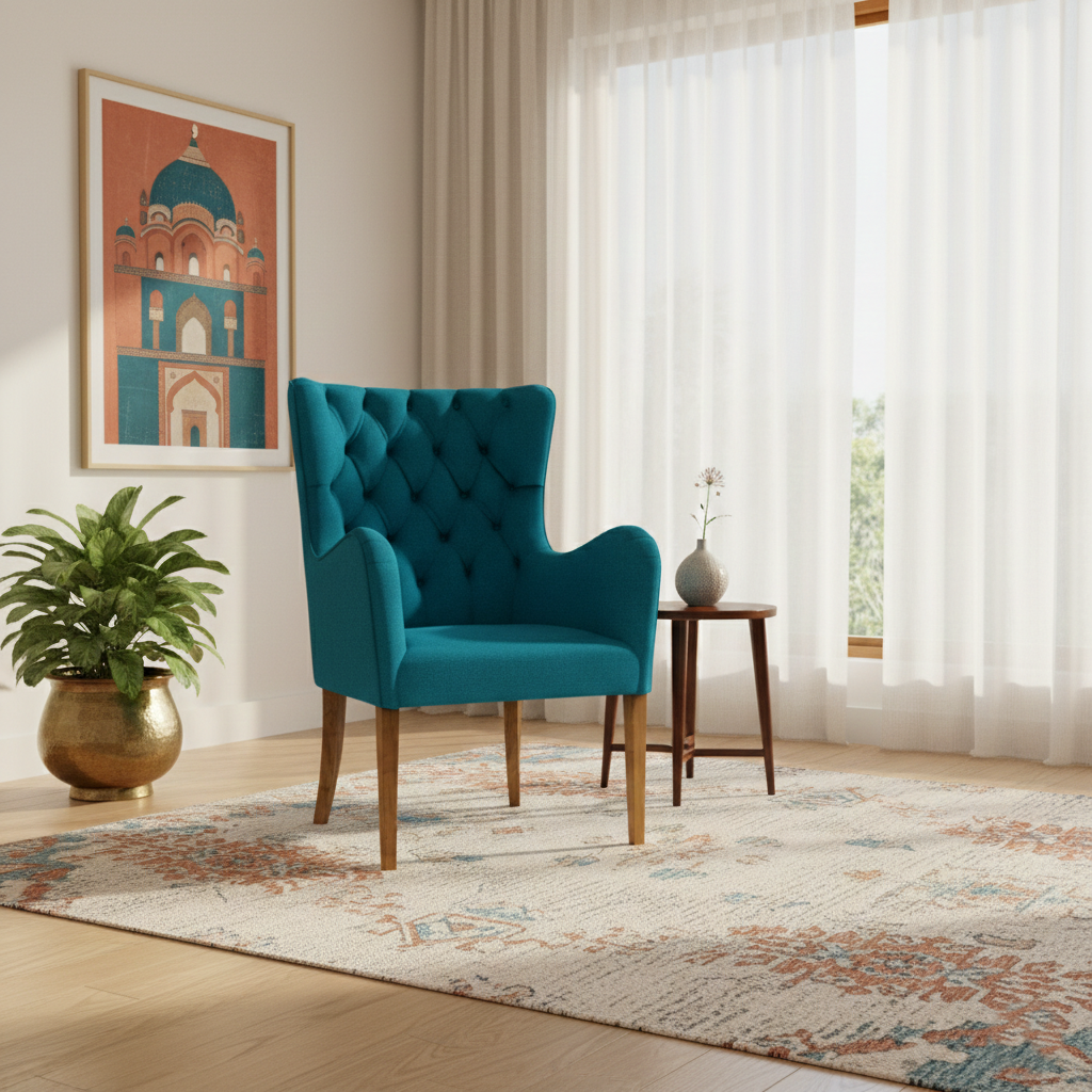 Laurel Armchair-Aegean Blue