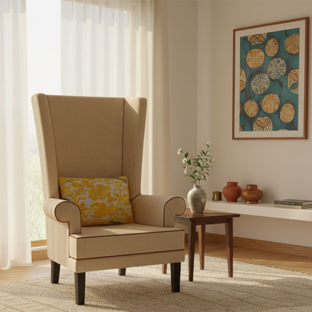 RAINFOREST WING BACK CHAIR - BEIGE